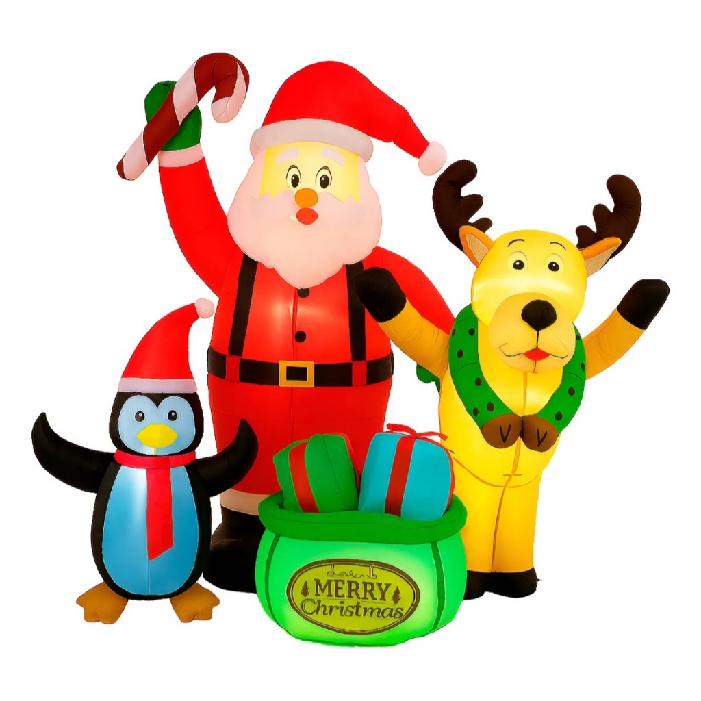 Papai Noel Inflável 2,1m Led Gigante Pinguim Rena Decoração Vermelho