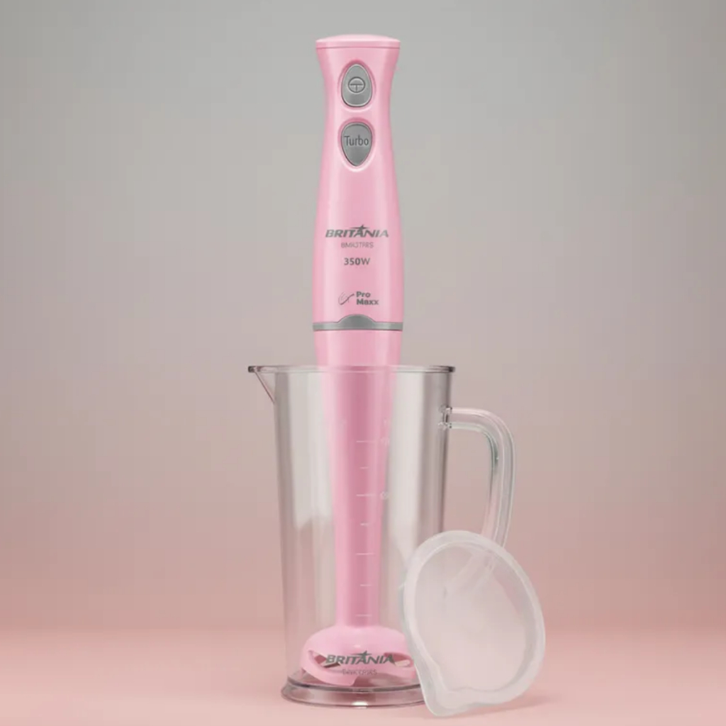 Mixer Rosa Britânia Portátil 350W BMX370 Com Jarra e Tampa