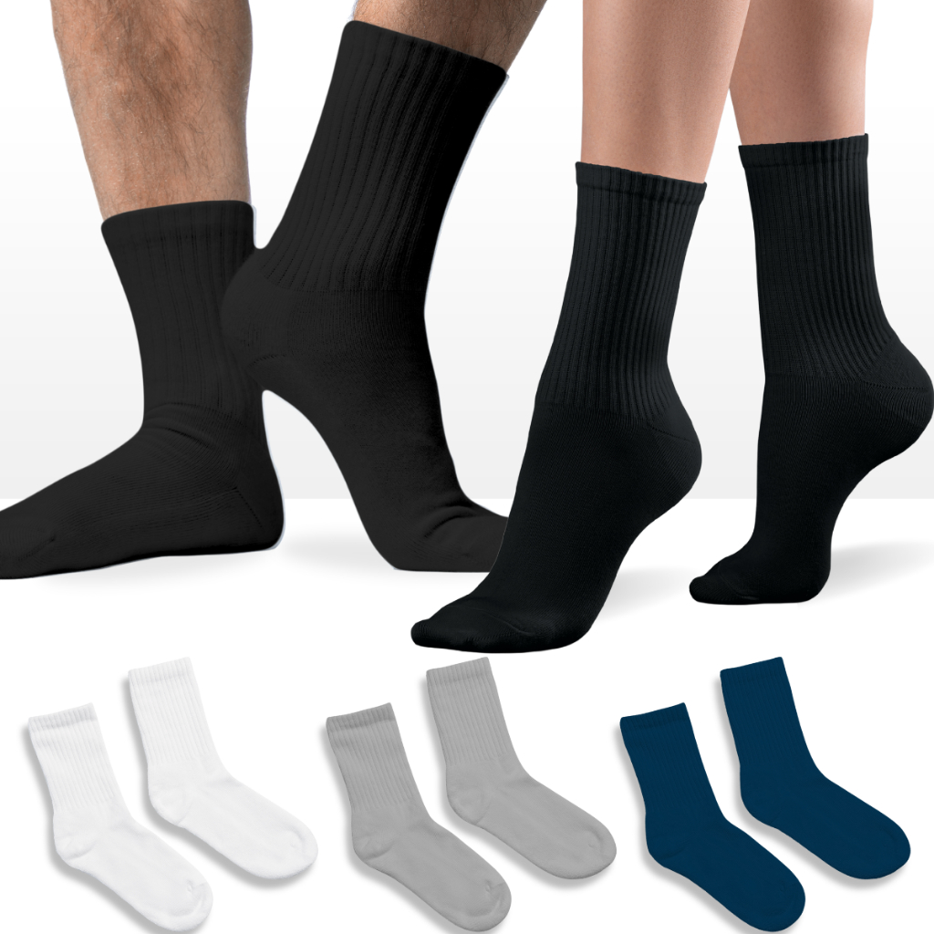 Kit 3 Pares Meia Cano Médio Unissex Fitness Academia 36 ao 46