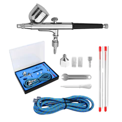 Kit Aerógrafo Dupla Ação Com 10 Acessórios Profissional