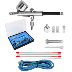Aerógrafo Dupla Ação Bico 0.2/0.3/0.5mm Com Acessórios