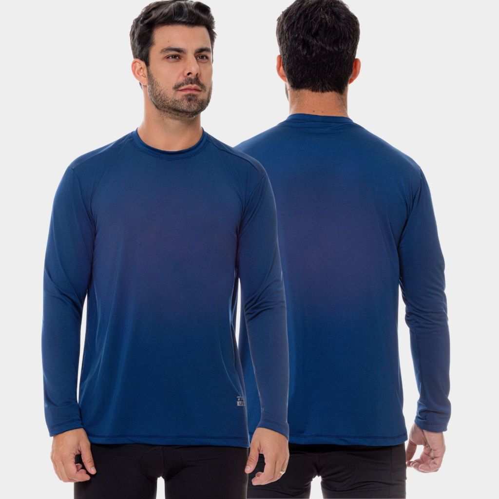 Camisa Manga Longa Masculina Térmica Segunda Pele Proteção Uv Multifunções Verão Inverno