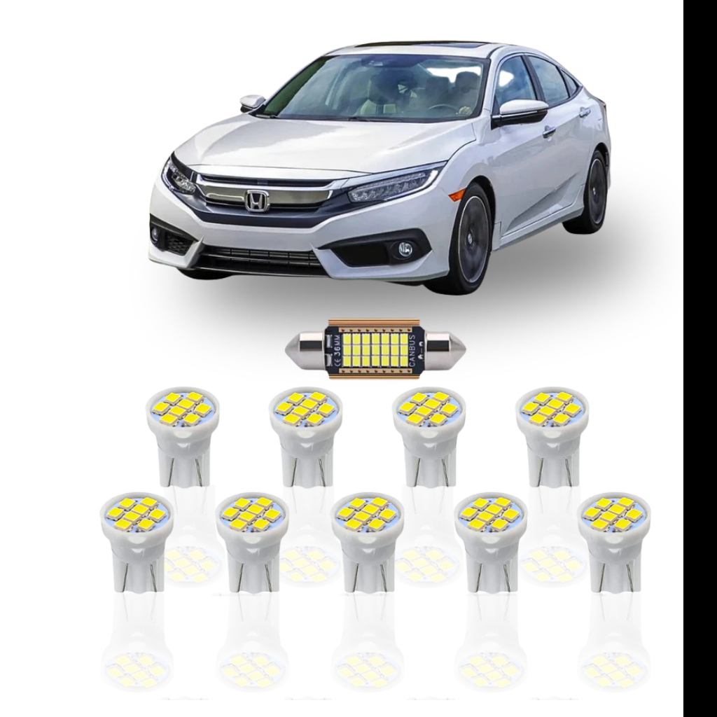 KIT Lâmpada Led Honda Civic 2017 a 2019 ( Porta Malas Placa Farolete Ré Teto )  New Civic G9 G10 T10 torpedo pingo 21