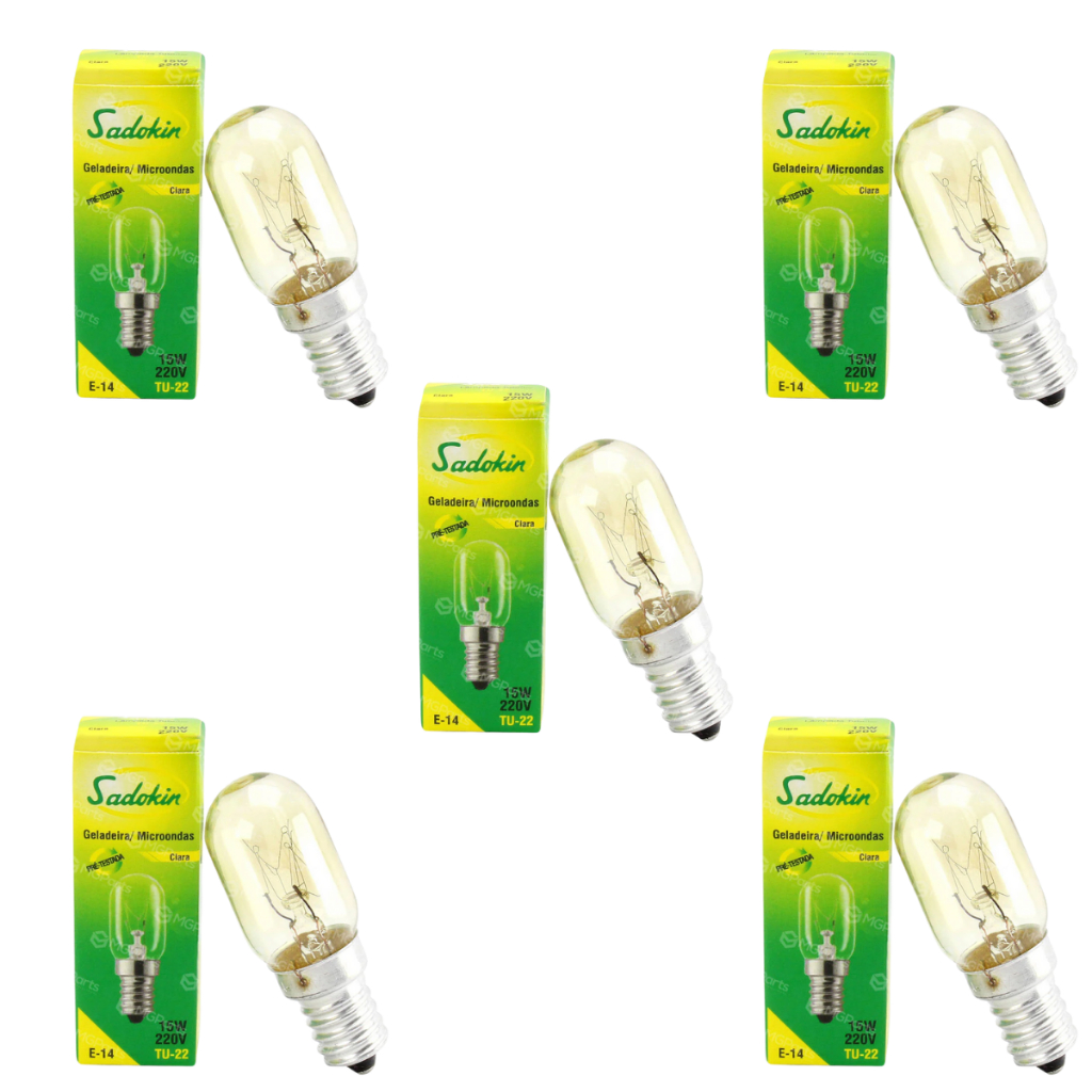 Kit 5 Lâmpada Para Geladeira/microndas Sadokin E14 220v Branco-quente