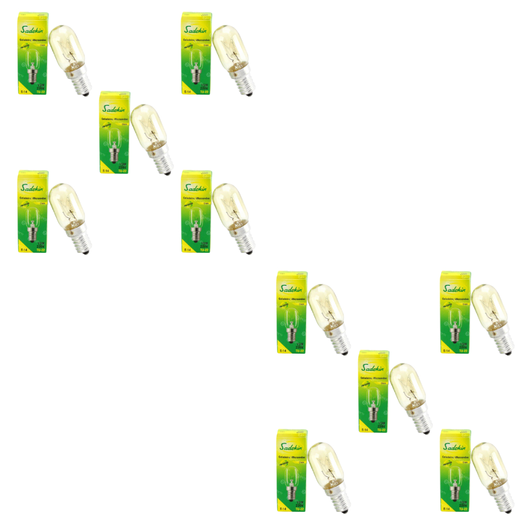 Kit 10 Lâmpada Para Geladeira/microndas Sadokin E14 220v Branco-quente