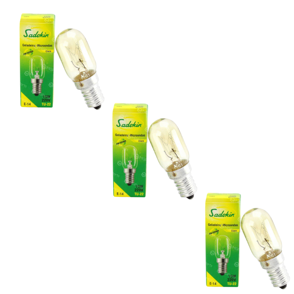 Kit 3 Lâmpada Para Geladeira/microndas Sadokin E14 220v Branco-quente