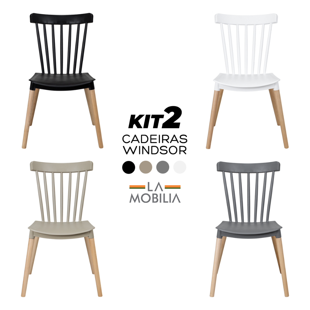 Kit 2 Cadeiras Windsor Empilhável Ergonômica Sala Cozinha Jantar Varanda Quintal - La Mobilia em Oferta na Shopee