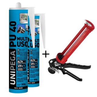 KIT 2 COLA PU40 CONSTRUÇÃO + APLICADOR REFORCADO LAJES TRINCAS VEDACAO BOX JANELAS CALHAS em Oferta na Shopee