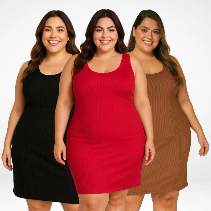 Vestido Plus Size Canelado Feminino Regata Verão Midi Tamanho G1|G2|G3 Oferta | 3623 | em Oferta na Shopee