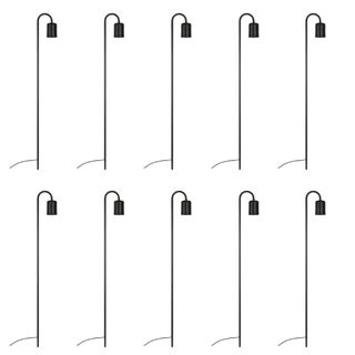 Kit Luminária Poste Balizador Jardim Spot Curvo Gu10 Preto 75cm