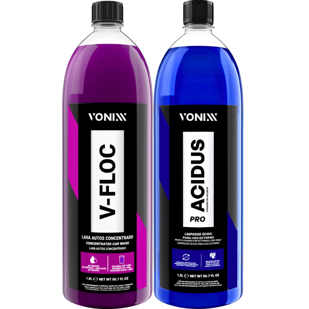Kit Limpeza Externa Automotiva Acidus Pro Limpeza de Rodas Chassi Motor Shampoo V-Floc 500ml vonixx em Oferta na Shopee