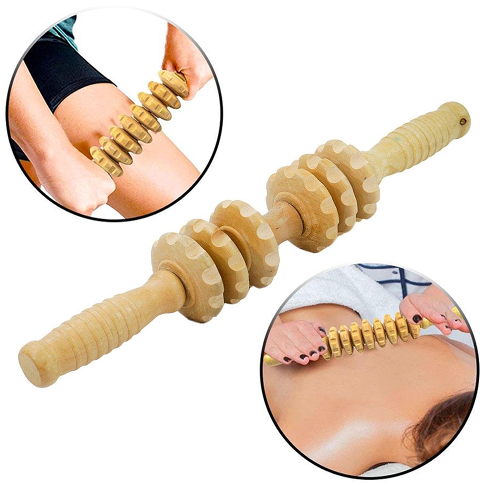 MASSAGEADOR MANUAL DE MADEIRA ROLO 35X5,5CM DE Ø