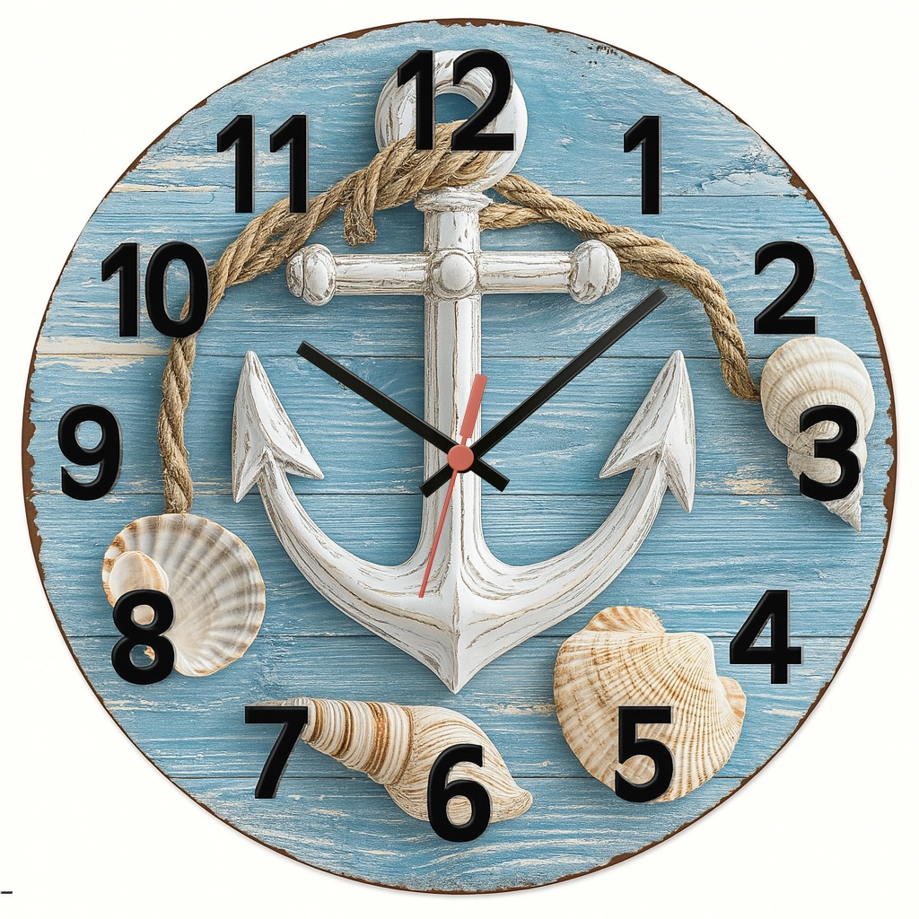 Relógio de Parede Decorativo Mar e Praia Pendulart 29cm Adesivado Silencioso