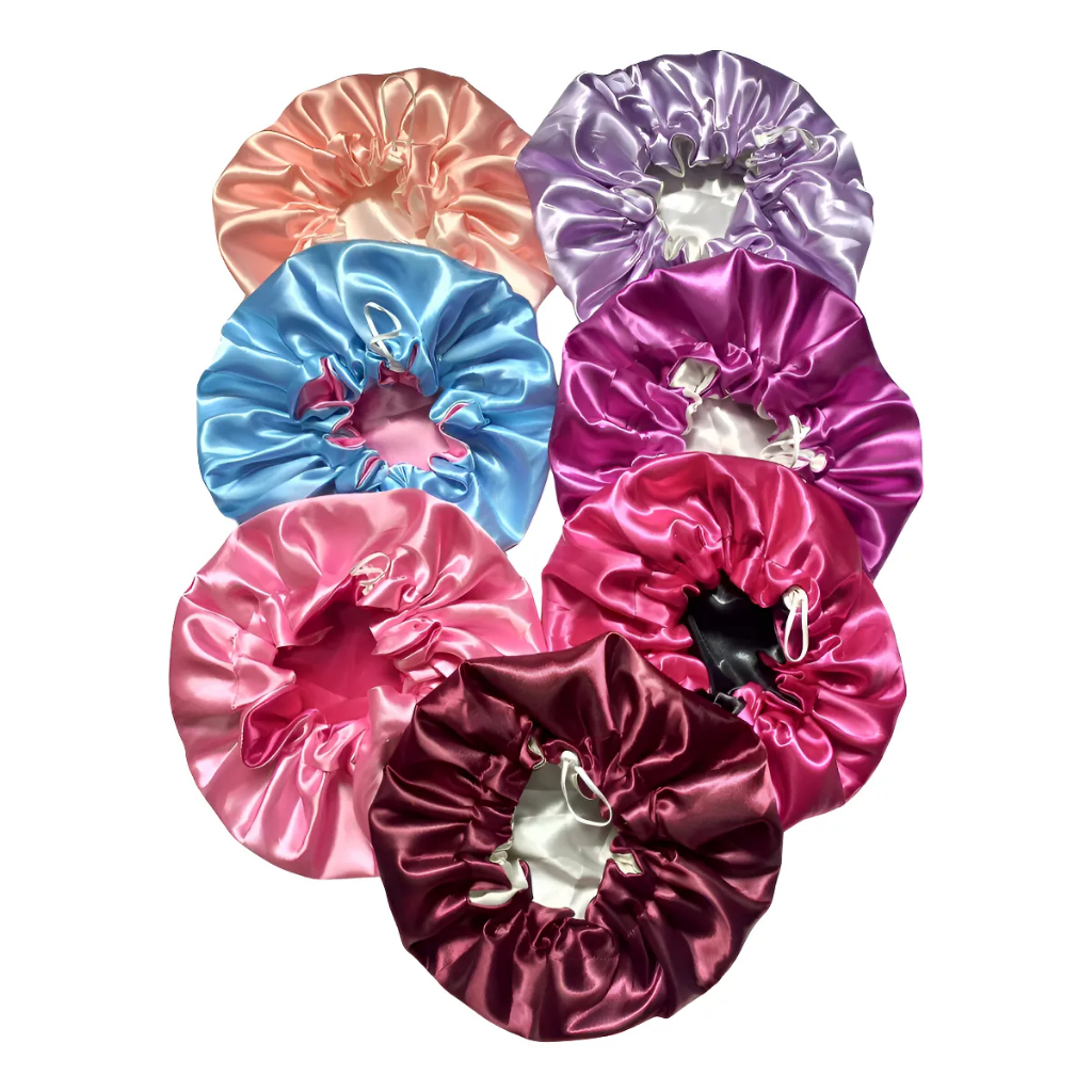 Touca Cetim Dupla Face anti frizz - para dormir - cabelos sedosos - cores aleatórias - DUPLA FACE