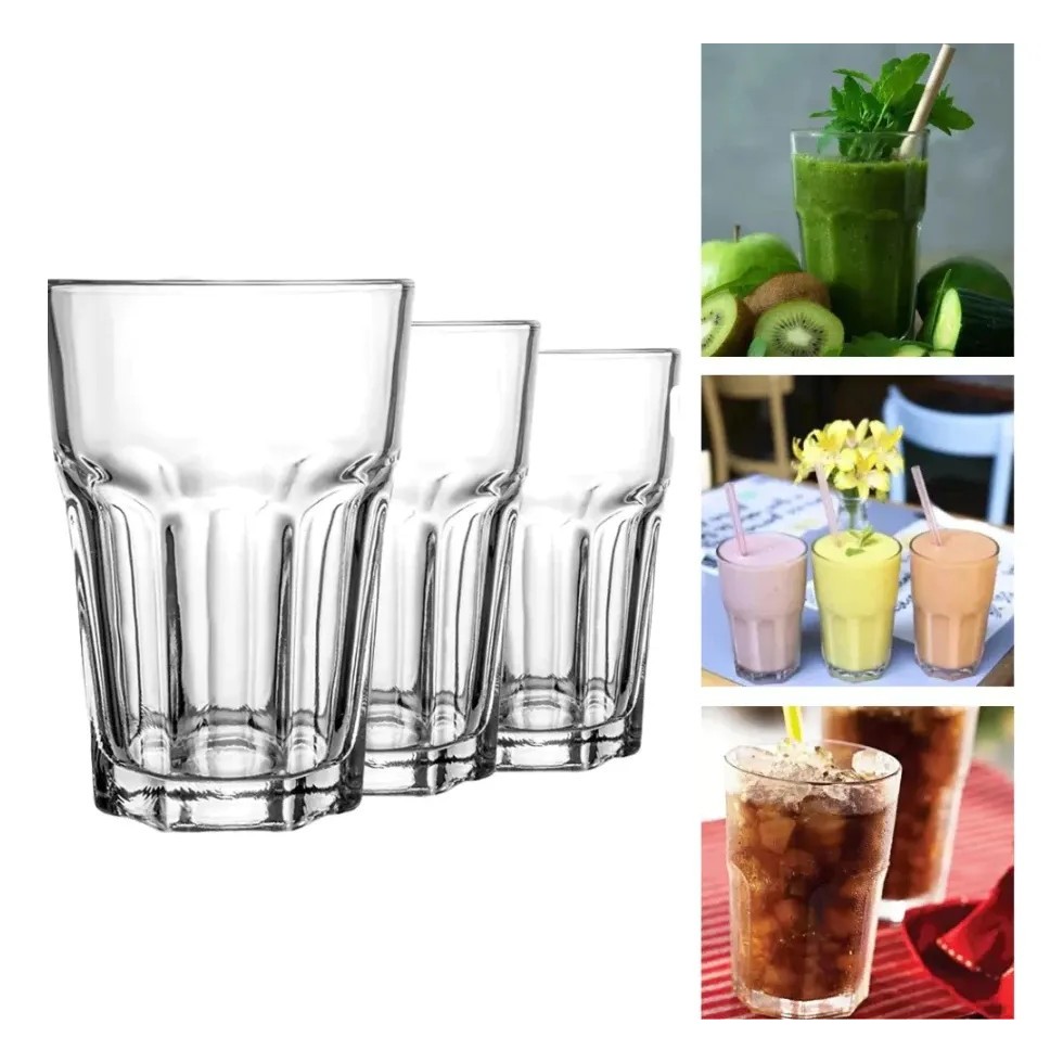 Kit 6 Copos de Vidro 350ml Casa Blanca Resistente Transparente para Sucos - Drinks - Água - Coquetel