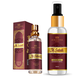 Kit Body Splash e Perfume Al Sabah Amakha Paris Árabe Feminino Sabah Al Ward em Oferta na Shopee