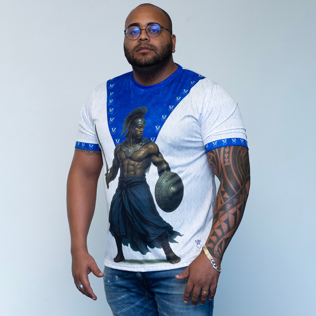 CAMISETA ORIXÁ OGUM- Camiseta Religiosa Unisex Umbanda Candomblé confeccionada em Dry Fit Com Proteção UV 50%
