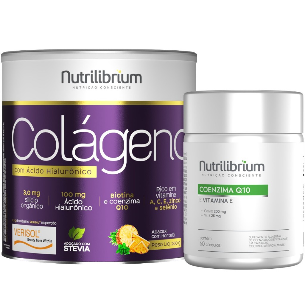 Colágeno Verisol Ácido Hialurônico Biotina 200g + Coenzima Q10 60 Caps Nutrilibrium em Oferta na Shopee