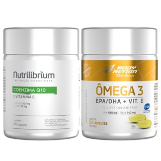 Coenzima Q10 200mg 60 Caps + Ômega 3 Ultra Concentrado 60 Caps Bodyaction em Oferta na Shopee