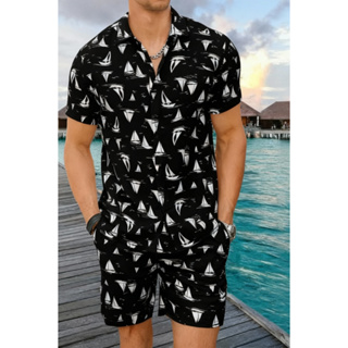 Conjunto Camisa e Short Florido Havaiano Estampado Floral Adulto Masculino Tecido de Viscose em Oferta na Shopee