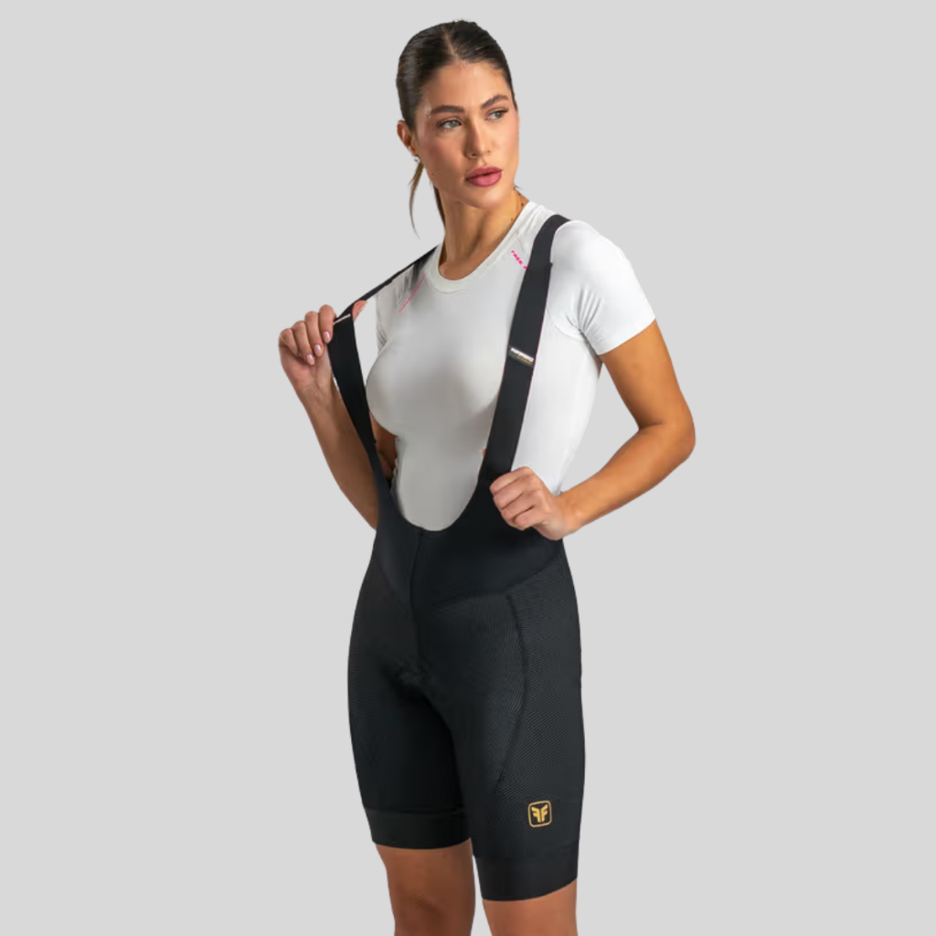 Bretelle Ciclismo Feminino Free Force Performance Carbon 2025 Forro Invert Gel Novo Preto