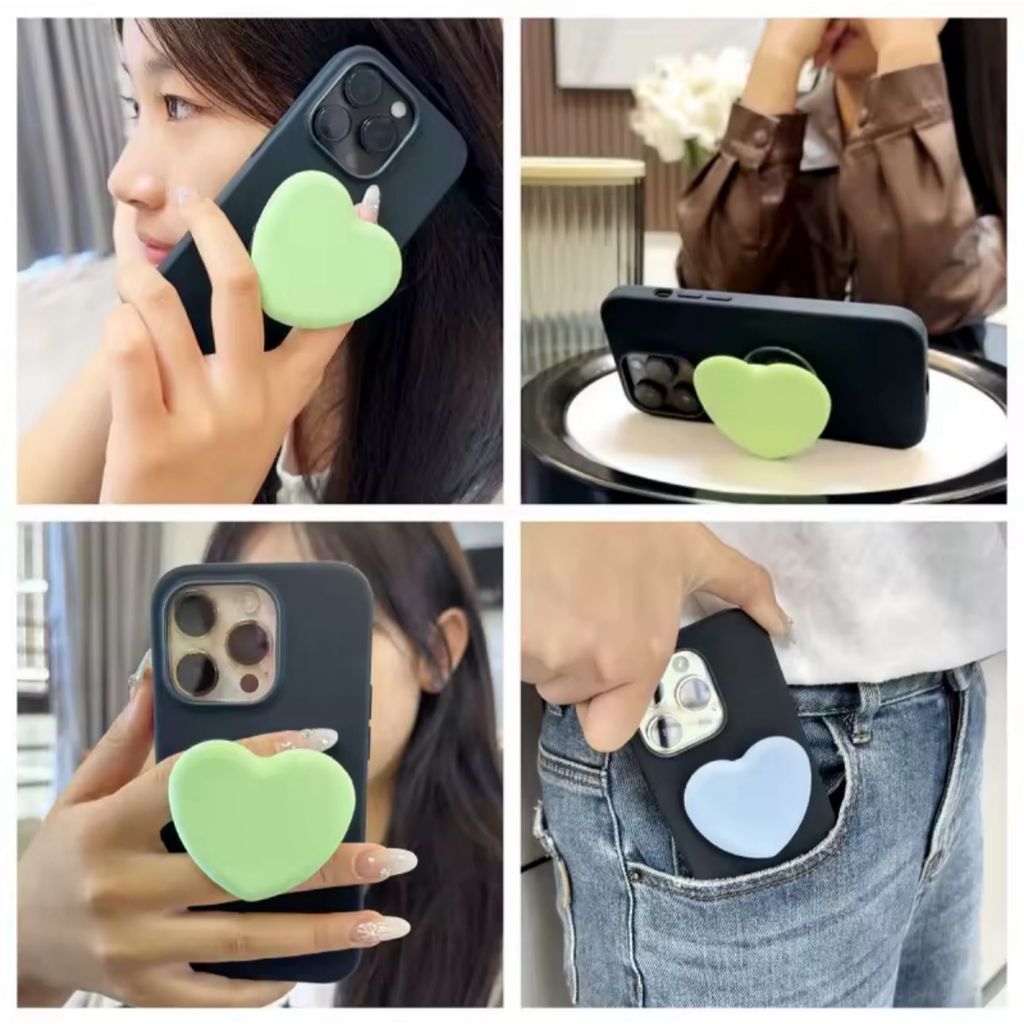 Pop Silicone em forma de coração suporte de aperto do telefone titular bolso soquete griptok dobrável anel de dedo supor em Oferta na Shopee