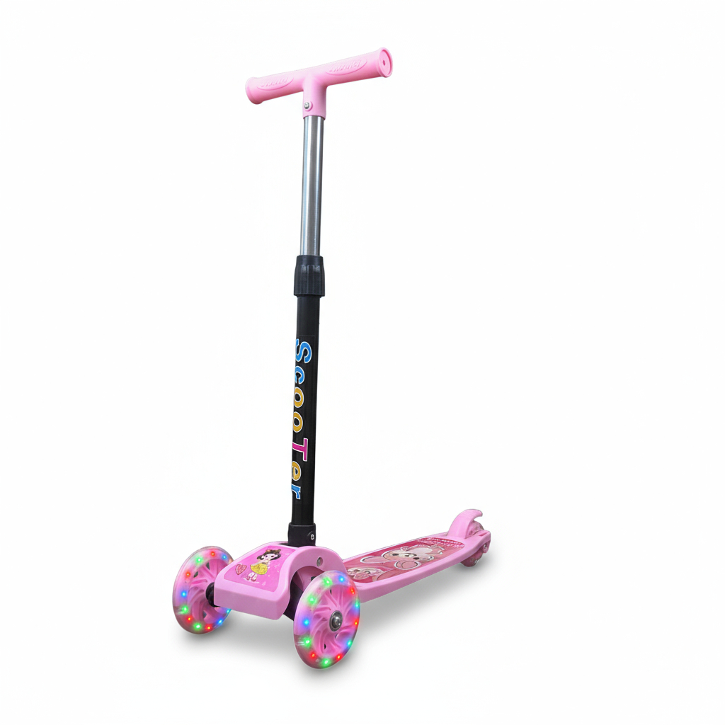 Patinete Rosa Menina Dobrável LED nas Rodinhas | +3 anos | Alumínio | Suporta até 25kg | Certif. Inmetro | QUEEN SHOP em Oferta na Shopee