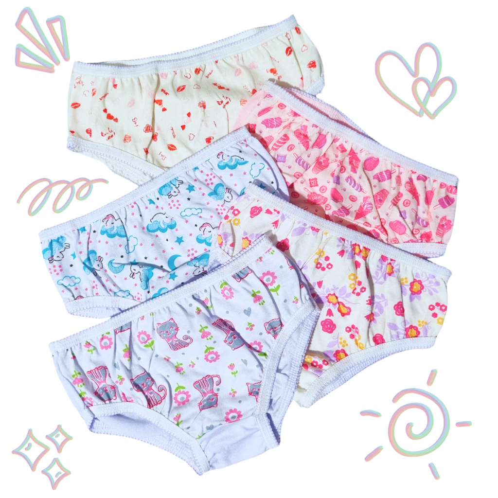 Kit 10 Calcinha Infantil Algodão de Menina Criança Estampada Com Elástico
