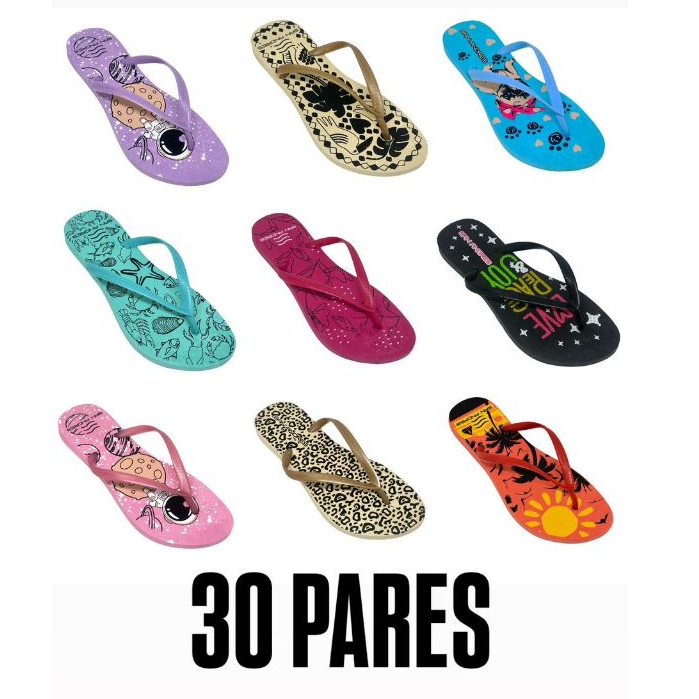 KIT 10/20/30 CHINELOS SAN ANDRES ESTAMPADO FEMININO em Oferta na Shopee