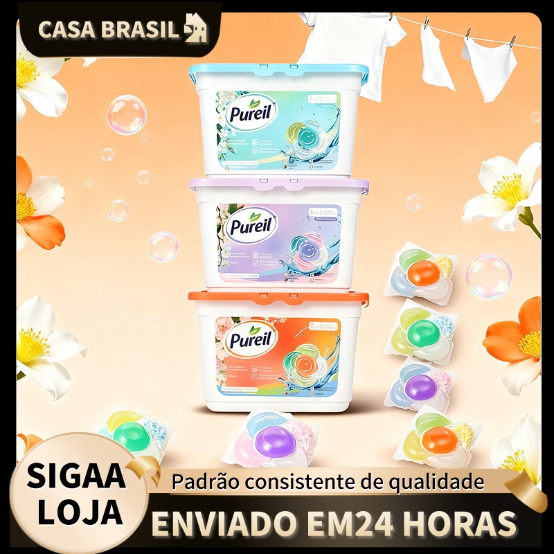 Cápsulas de detergente para roupa Pueril 5 em 1 30 cápsulas em Oferta na Shopee
