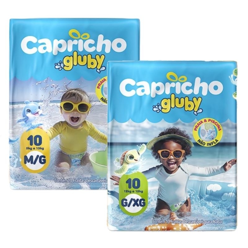 Fralda descartável infantil para praia e piscina Capricho Gluby