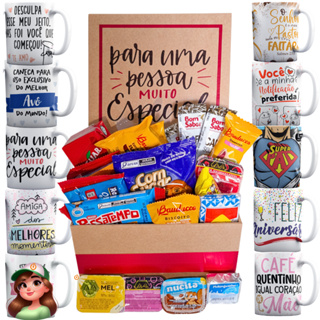 Cestas para Café da Manhã Completo com 32 itens + Caneca a Sua Escolha em Oferta na Shopee