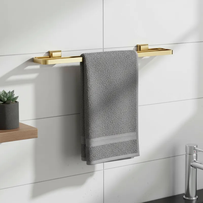 Porta Toalha De Banho Duplo Gold Toalheiro 50cm Parede Banheiro