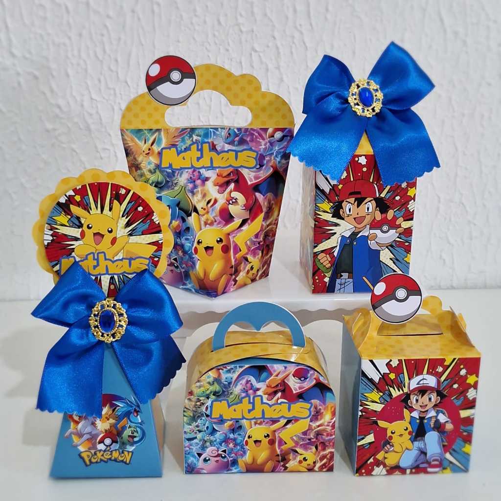 Kit Festa Personalizada Pokemon | Lembrancinhas | Aniversário | Caixinhas para festa | PEGUE E MONTE