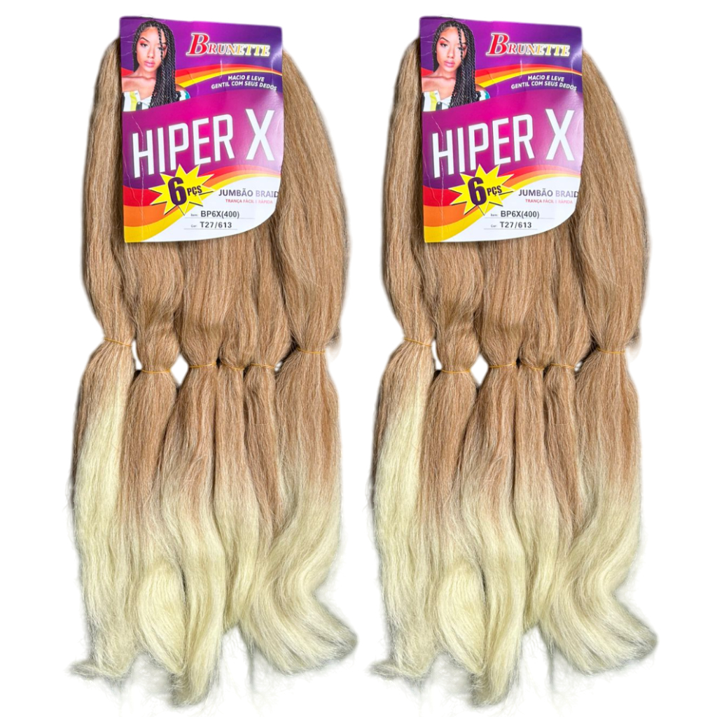 kit com 2 Cabelo Jumbo Cor T27/613 Mel Claro Com Loiro Jumbão 800 gramas - Para Trança Box Braids Boxeadora Nagô
