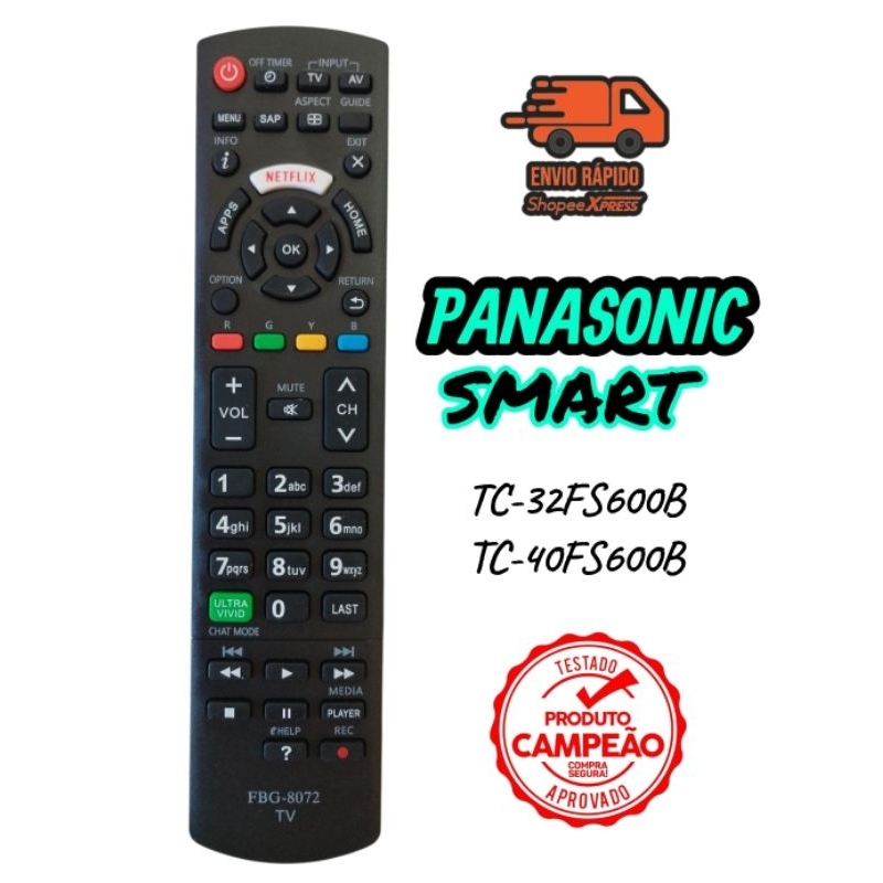 Controle Remoto Tv Panasonic Smart TC-32FS600B TC-40FS600B FBG-8072
