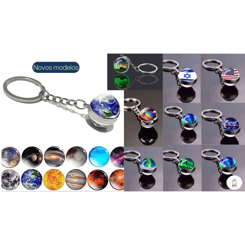 🪐Chaveiro Sistema Solar luminoso/Animais marinhos/Países