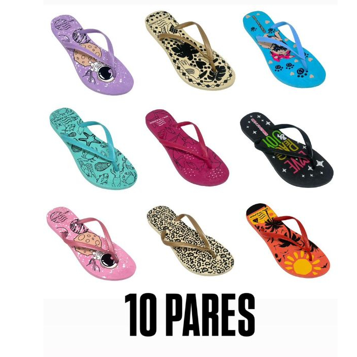 KIT 10/20/30 CHINELOS SAN ANDRES ESTAMPADO FEMININO