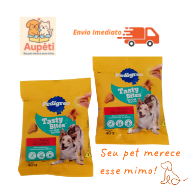 Kit com 2 unidades de Petisco Pedigree Tasty Bites Cães Adultos Carne Suculenta 40g cada sachê em Oferta na Shopee