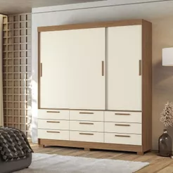 Guarda-Roupa Casal 3 Portas de Correr 9 Gavetas 194,40cm Morretes Santos Andirá