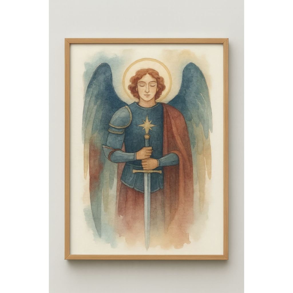 Kit Quadro Decorativo 1 Peça Mosaico São Miguel Rafael Gabriel Arcanjos Anjo Jesus Religioso Fé Arte
