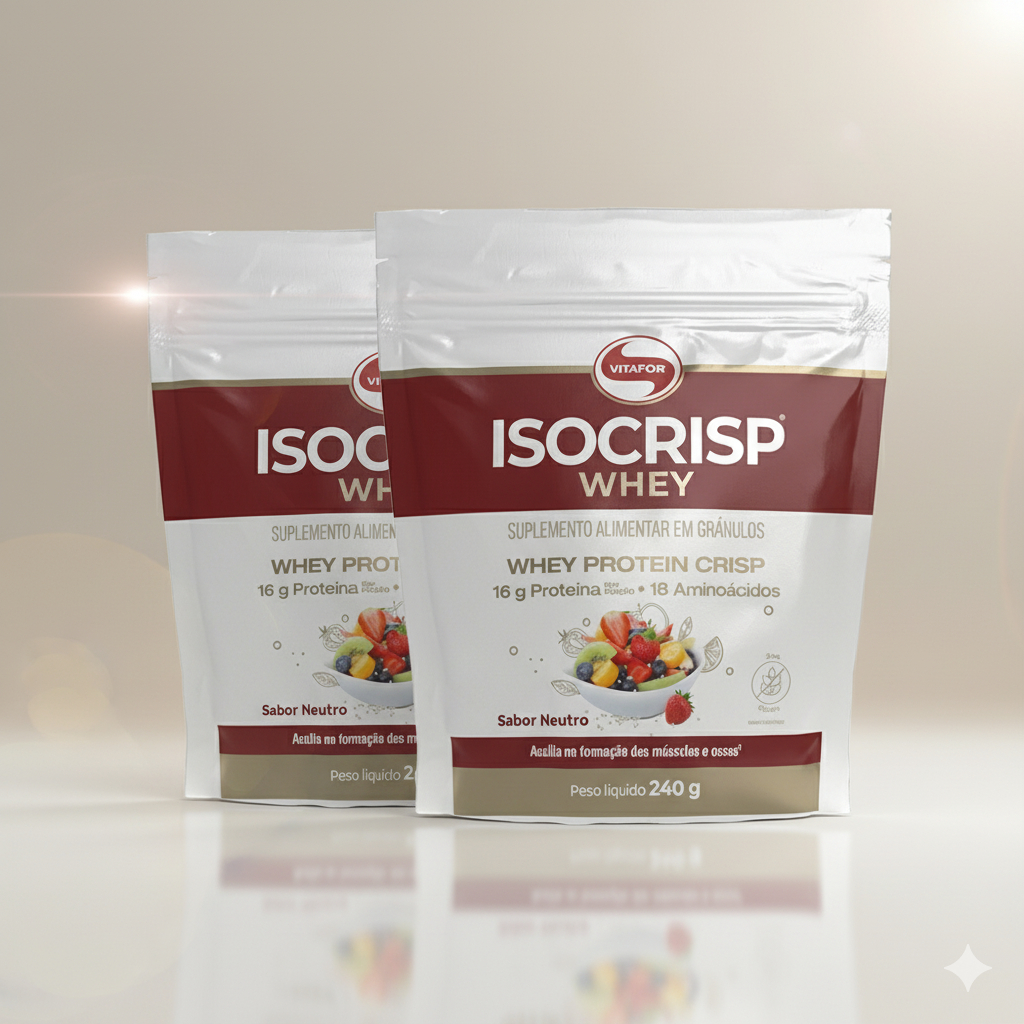 Kit 2 Isocrisp Whey Protein Crisp Vitafor Pouch 240g Neutro