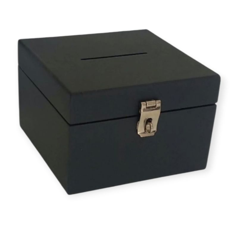 Cofre caixa mdf 6 mm com fecho prata pintado cor preto decoracão barato