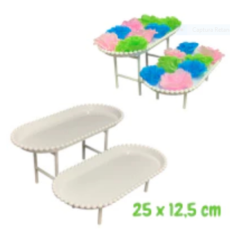 Bandeja 25cm Escadinha Branco 2 Andares Oval Borda Tipo Pérola Doce Decoração Festas