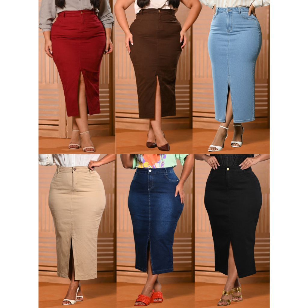 Saia Longa Elegante Plus Size  Anagrom Moda Evangélica Várias Cores Disponíveis em Oferta na Shopee