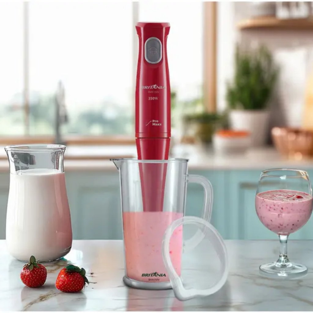 Mixer Britânia BMX350 Vermelho 350W 110V - Acompanha Copo Com Alça e Tampa