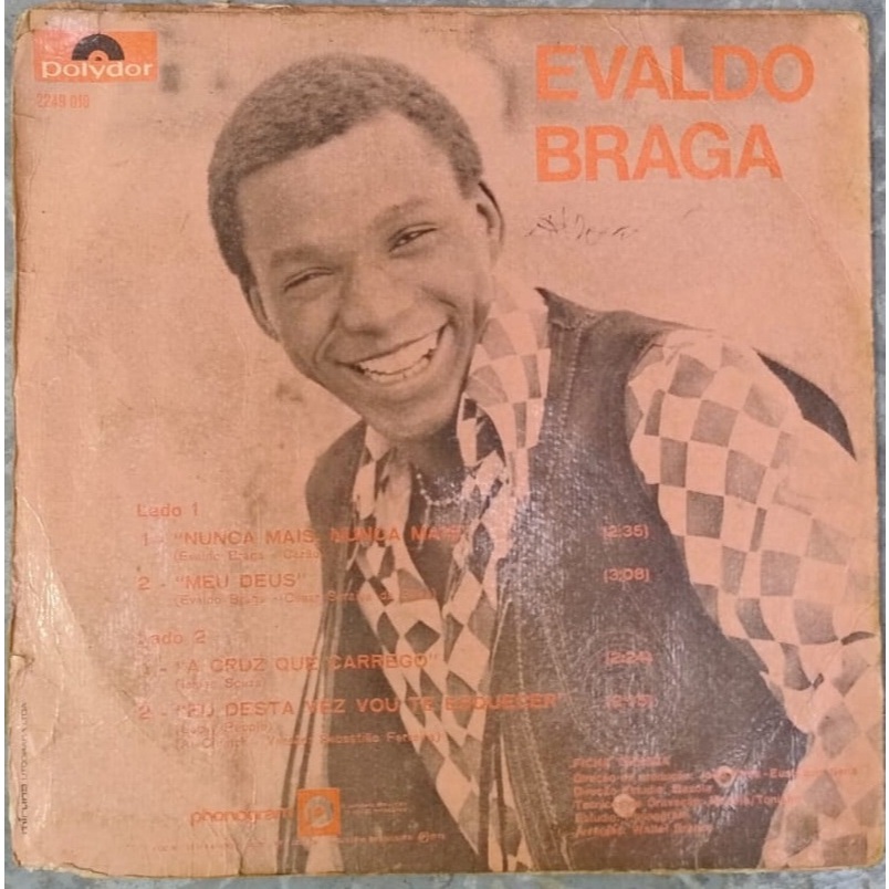 Disco Vinil Evaldo Braga – “Nunca Mais, Nunca Mais (Compacto)