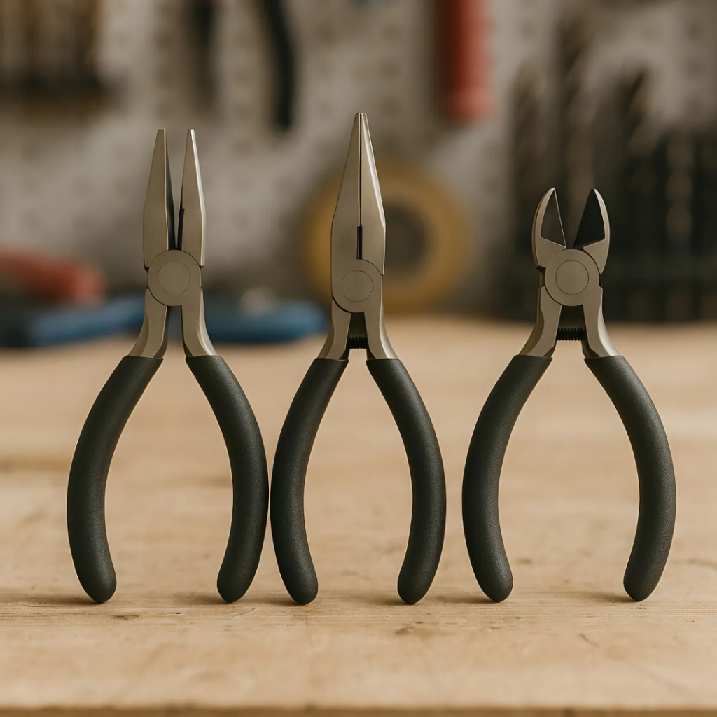 Kit 3 Mini Alicates 4,5'' Precisão Em Eletrônica, Artesanato, Hobby, Montagem E Pequenos Reparos - Preta