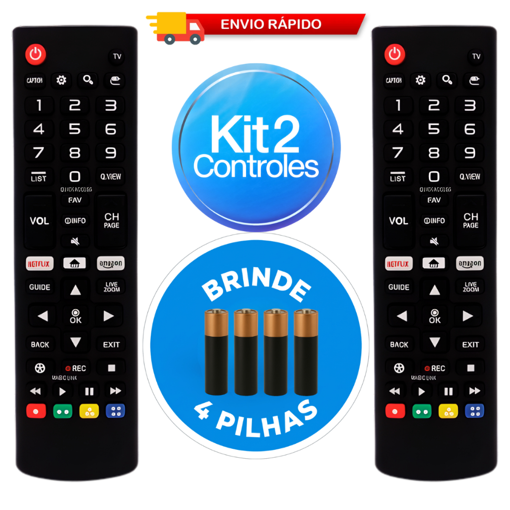 KIT 02 Controle Compativel TV LG Generico Smart 4K LED LCD 24 32 40 43 50 55 65 Polegadas