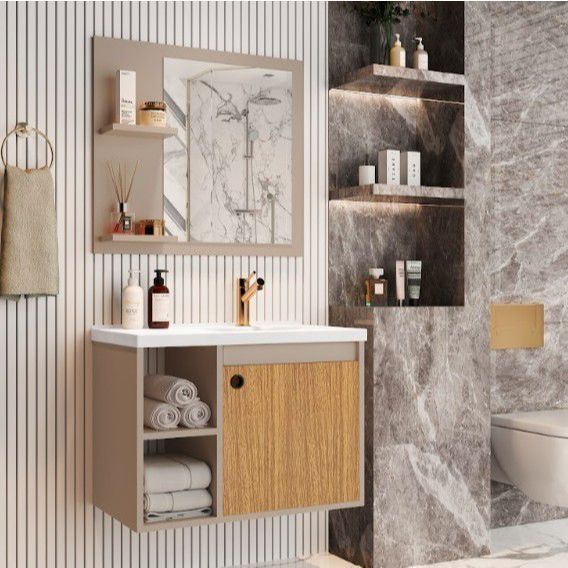 CONJUNTO ADONIS GABINETE COM ESPELHEIRA E CUBA PARA BANHEIRO 60CM - VÁRIAS CORES - MDF/MDP em Oferta na Shopee